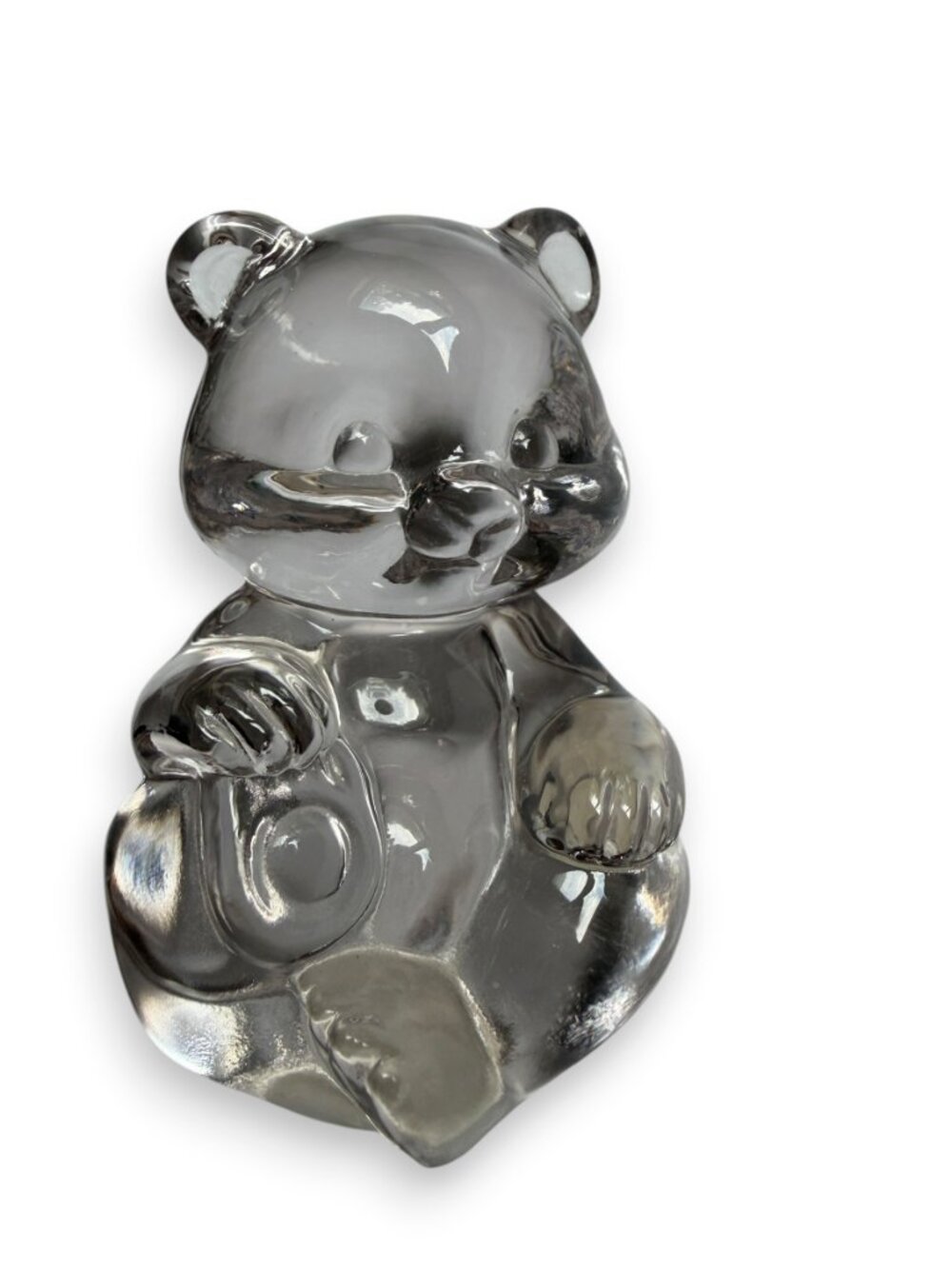 Fenton Clear Glass Teddy Bear 3.5"